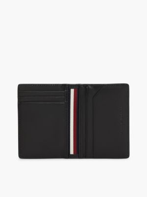 portafogli bifold casual in pelle nero da uomini tommy hilfiger