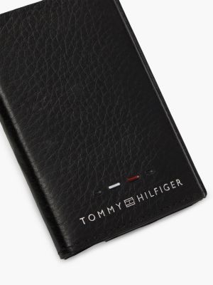 porta carte di credito premium in pelle nero da uomini tommy hilfiger