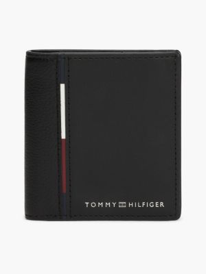 portafogli trifold casual in pelle black da uomini tommy hilfiger