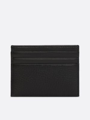 porta carte di credito premium in pelle nero da uomini tommy hilfiger