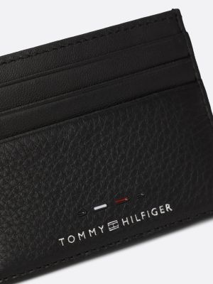 porta carte di credito premium in pelle nero da uomini tommy hilfiger