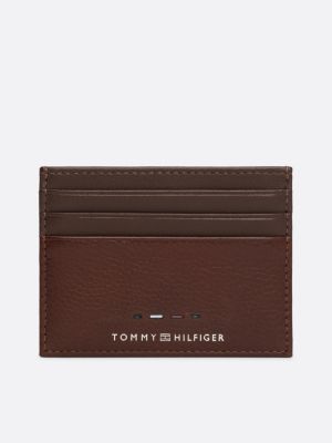 porta carte di credito premium in pelle brown da uomini tommy hilfiger