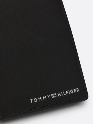 portafogli casual piccolo in pelle nero da uomini tommy hilfiger