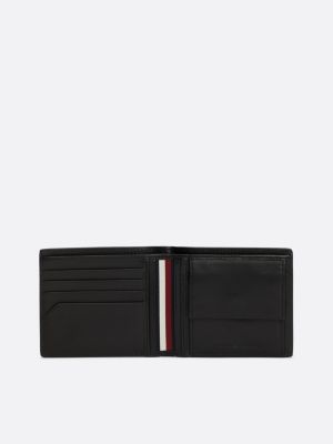 portafogli casual piccolo in pelle nero da uomini tommy hilfiger