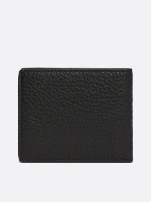 porta carte di credito bifold casual in pelle nero da uomini tommy hilfiger