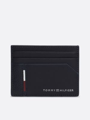 porta carte di credito casual in pelle blue da uomini tommy hilfiger