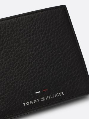 portafogli premium in pelle nero da uomini tommy hilfiger