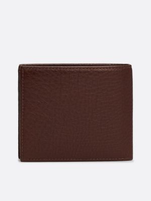 bruin premium leren creditcard- en muntportemonnee voor heren - tommy hilfiger