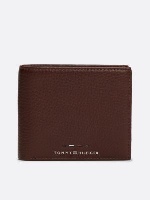 braun premium leather karten- und münzbrieftasche für herren - tommy hilfiger