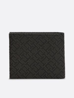 portafogli bifold th monogram in pelle nero da uomini tommy hilfiger