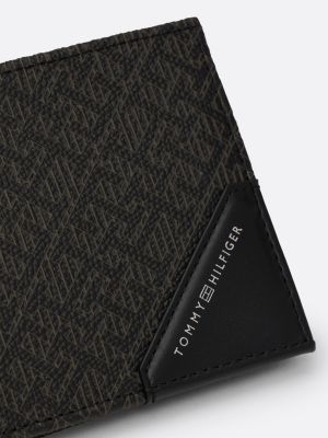 portafogli bifold th monogram in pelle nero da uomini tommy hilfiger