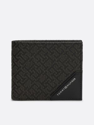 portafogli bifold th monogram in pelle black da uomini tommy hilfiger