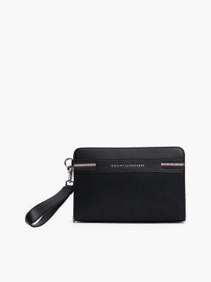 pochette corporate multitextures black pour hommes tommy hilfiger