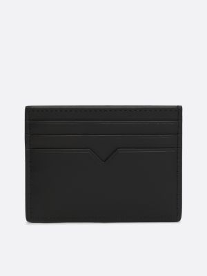 porta carte di credito corporate in pelle nero da uomini tommy hilfiger