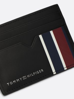 porta carte di credito corporate in pelle nero da uomini tommy hilfiger