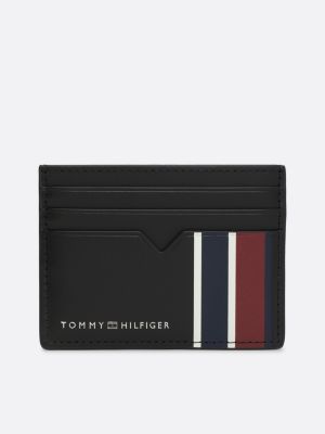 porta carte di credito corporate in pelle black da uomini tommy hilfiger