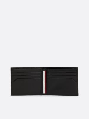 portafogli premium piccolo in pelle nero da uomini tommy hilfiger