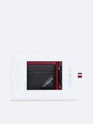 zwart leren creditcardhouder en sleutelhanger voor heren - tommy hilfiger