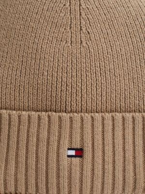 berretto con cashmere e bandierina beige da uomini tommy hilfiger