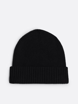 black hilfiger flag beanie with cashmere for men tommy hilfiger