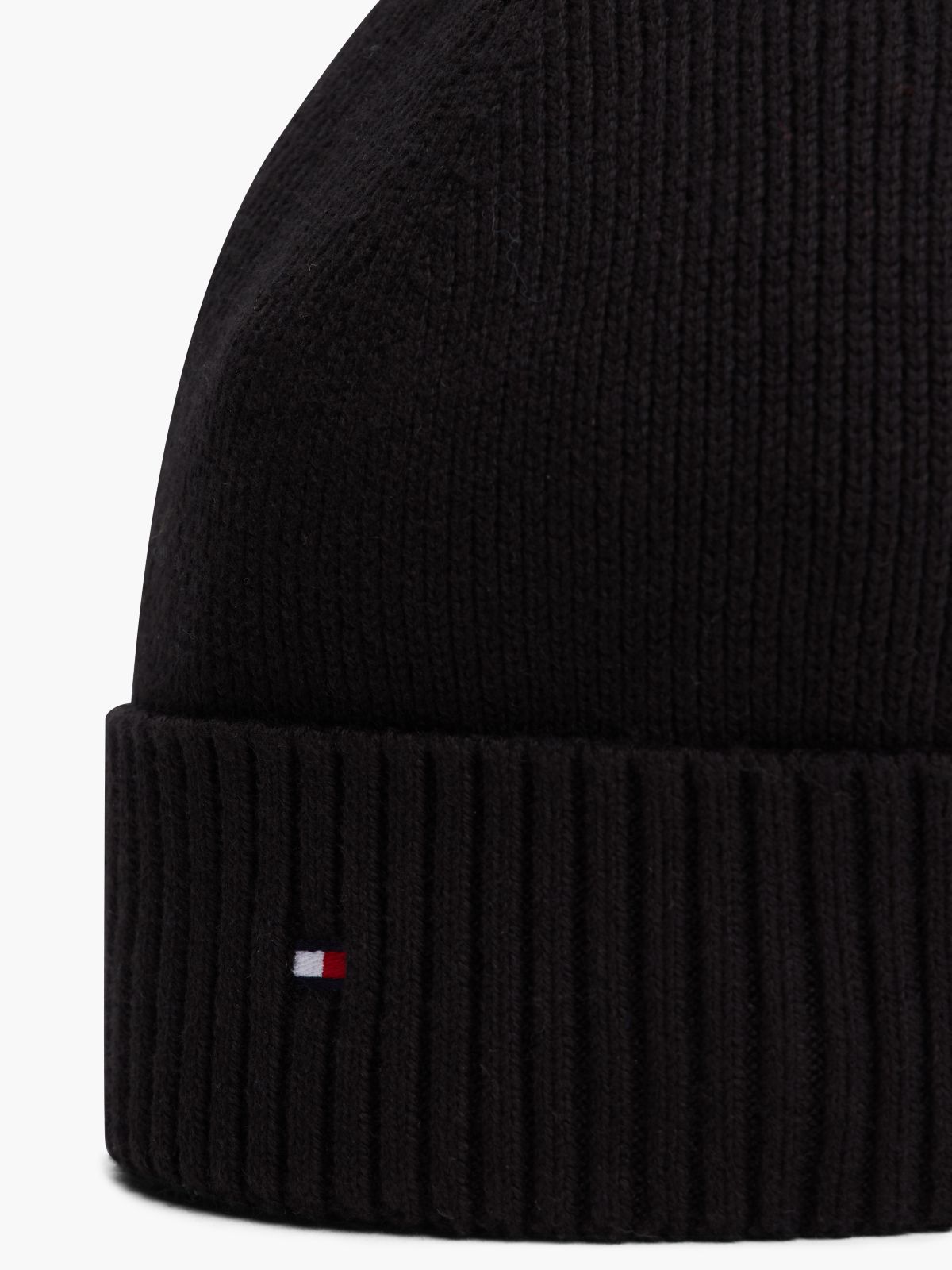 Hilfiger Flag Embroidery Beanie With Cashmere — Black