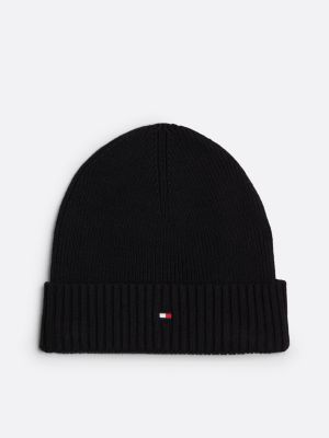 schwarz hilfiger flag beanie mit kaschmir für herren - tommy hilfiger