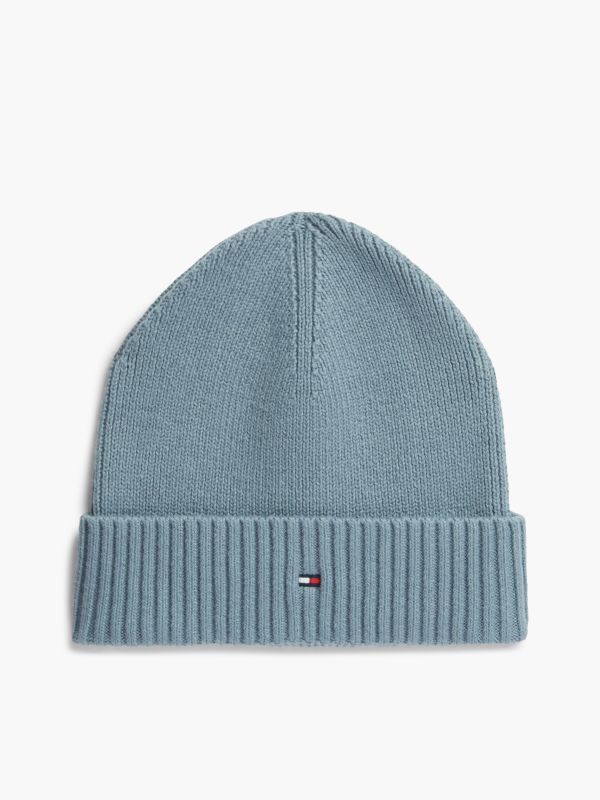 Hilfiger Flag Embroidery Beanie With Cashmere — Blue