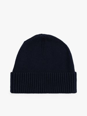 blau hilfiger flag beanie mit kaschmir für herren - tommy hilfiger