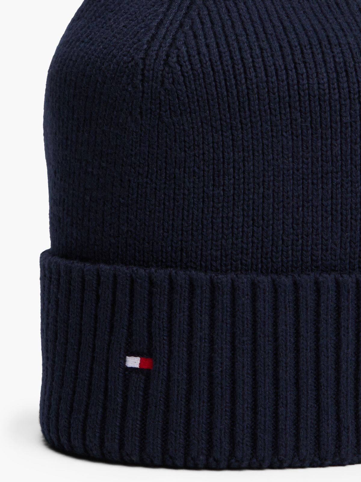 Hilfiger Flag Embroidery Beanie With Cashmere — Blue