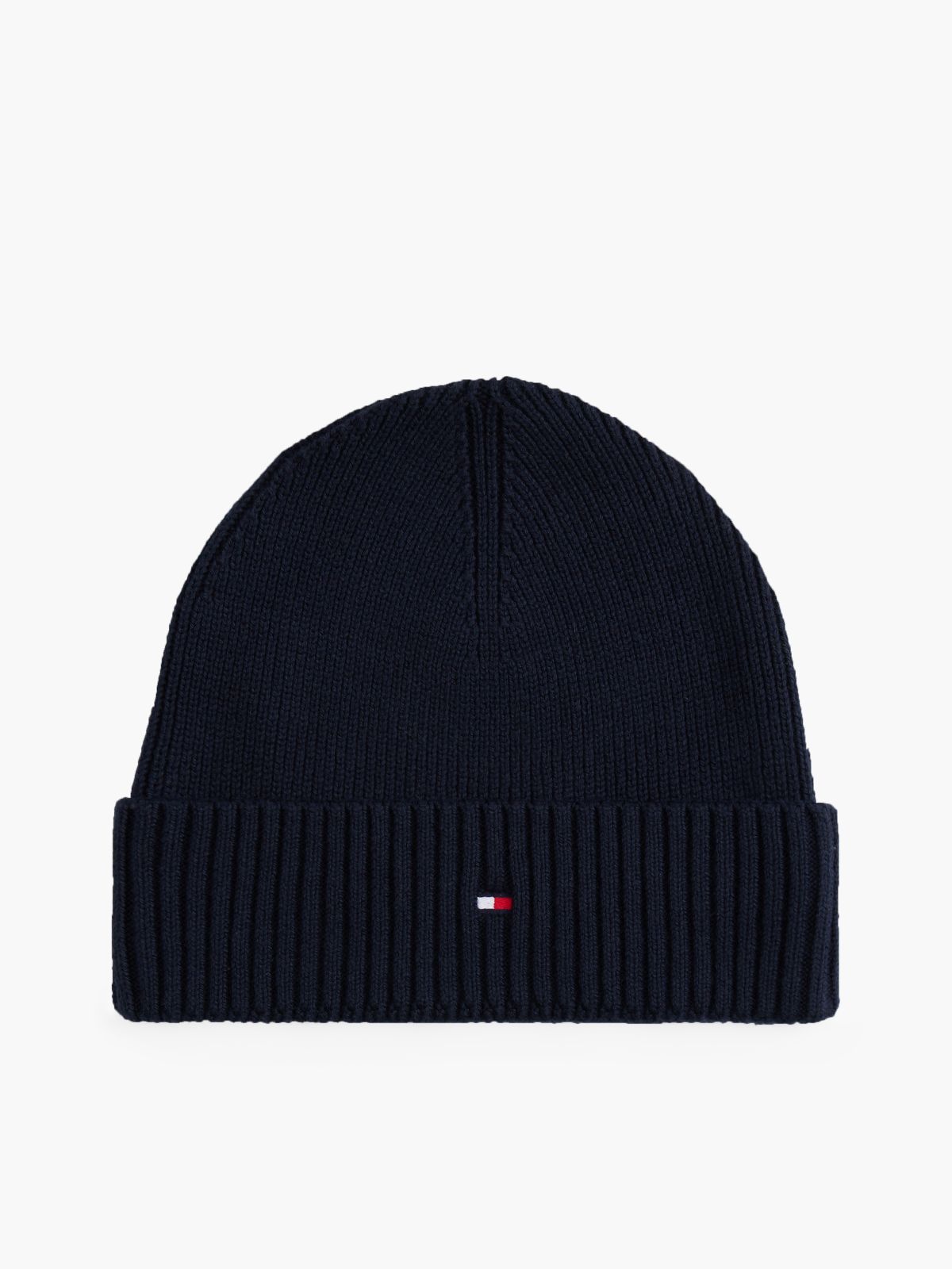 Hilfiger Flag Embroidery Beanie With Cashmere — Blue