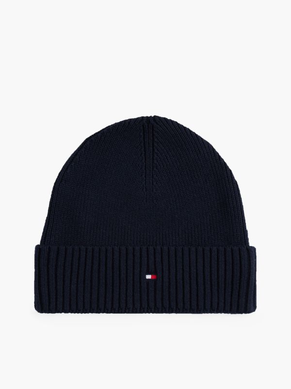 Hilfiger Flag Embroidery Beanie With Cashmere — Blue