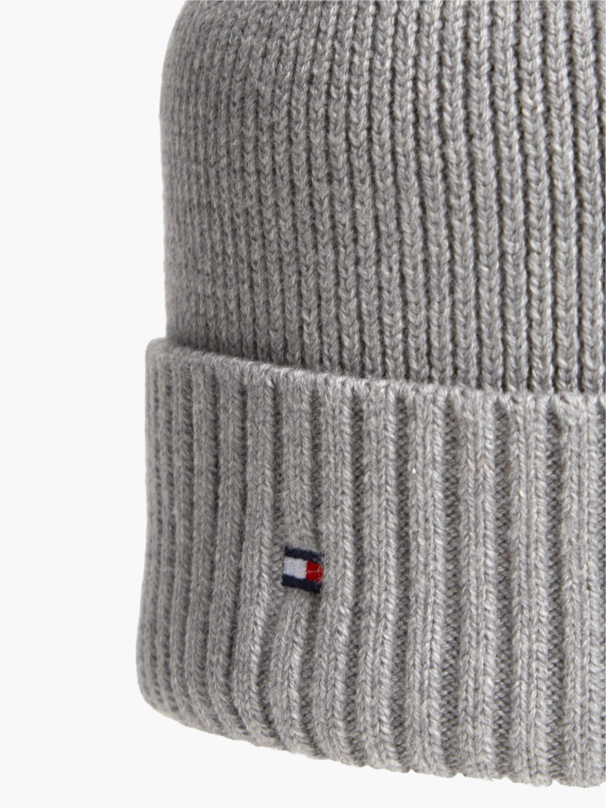 Hilfiger Flag Embroidery Beanie With Cashmere — Grey