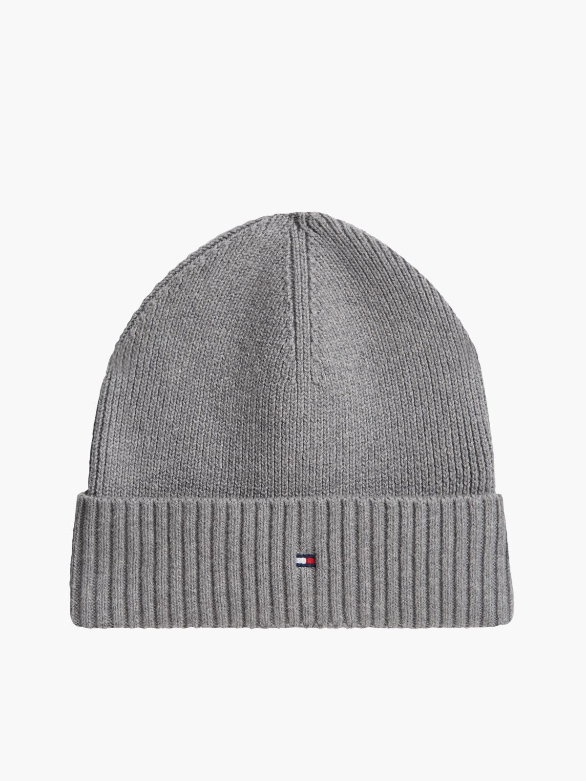 Hilfiger Flag Embroidery Beanie With Cashmere — Grey