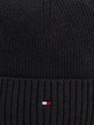 grau hilfiger flag beanie mit kaschmir für herren - tommy hilfiger