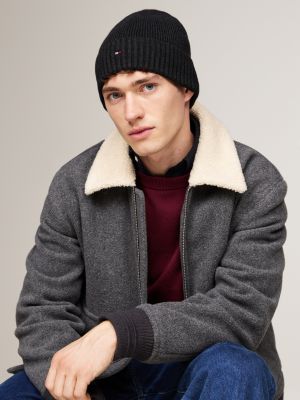 grey hilfiger flag beanie with cashmere for men tommy hilfiger