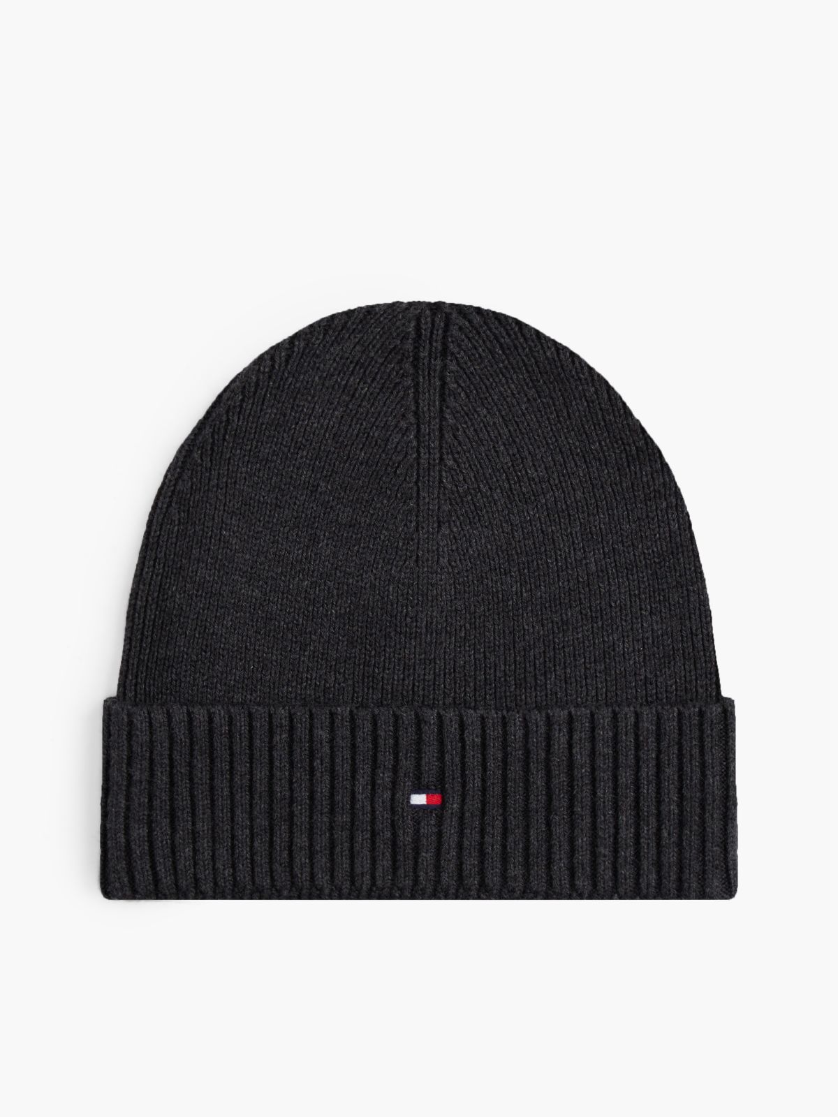 Hilfiger Flag Embroidery Beanie With Cashmere — Grey
