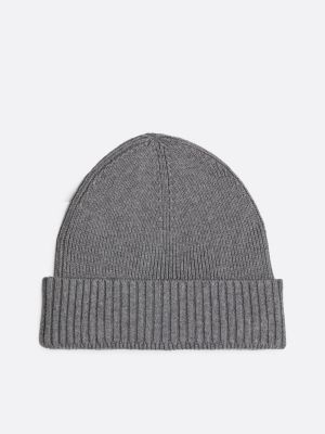 grey hilfiger flag beanie with cashmere for men tommy hilfiger