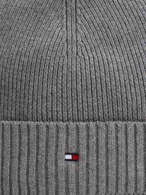 grey hilfiger flag beanie with cashmere for men tommy hilfiger