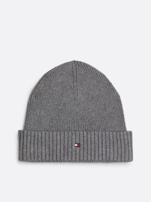 grey hilfiger flag beanie with cashmere for men tommy hilfiger