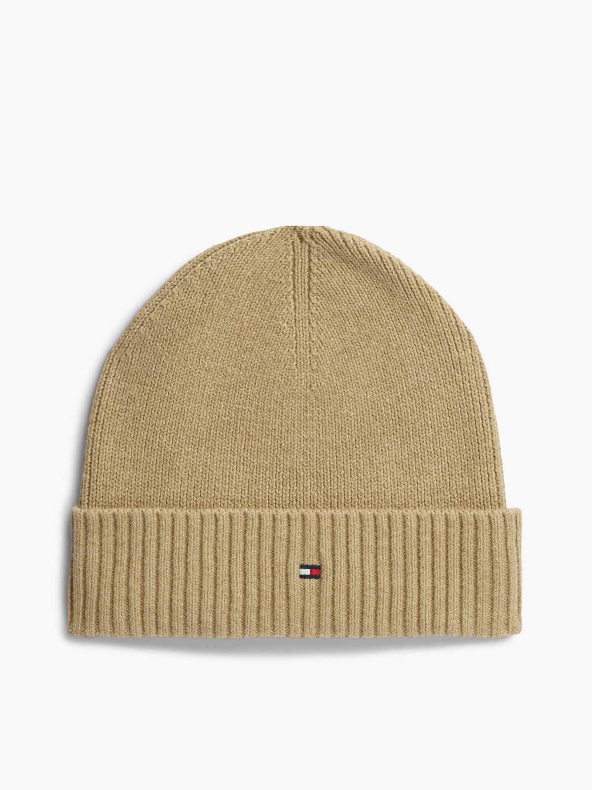 Hilfiger Flag Embroidery Beanie With Cashmere — Khaki