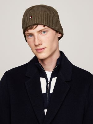 berretto con cashmere e bandierina marrone da uomini tommy hilfiger