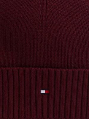 rot hilfiger flag beanie mit kaschmir für herren - tommy hilfiger