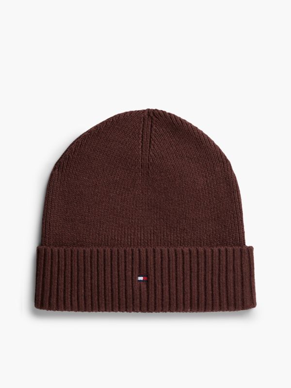 Hilfiger Flag Embroidery Beanie With Cashmere — Red
