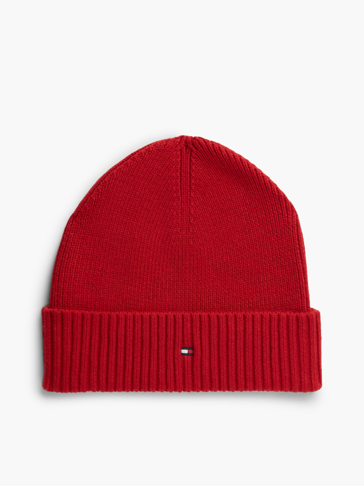 Hilfiger Flag Embroidery Beanie With Cashmere — Red
