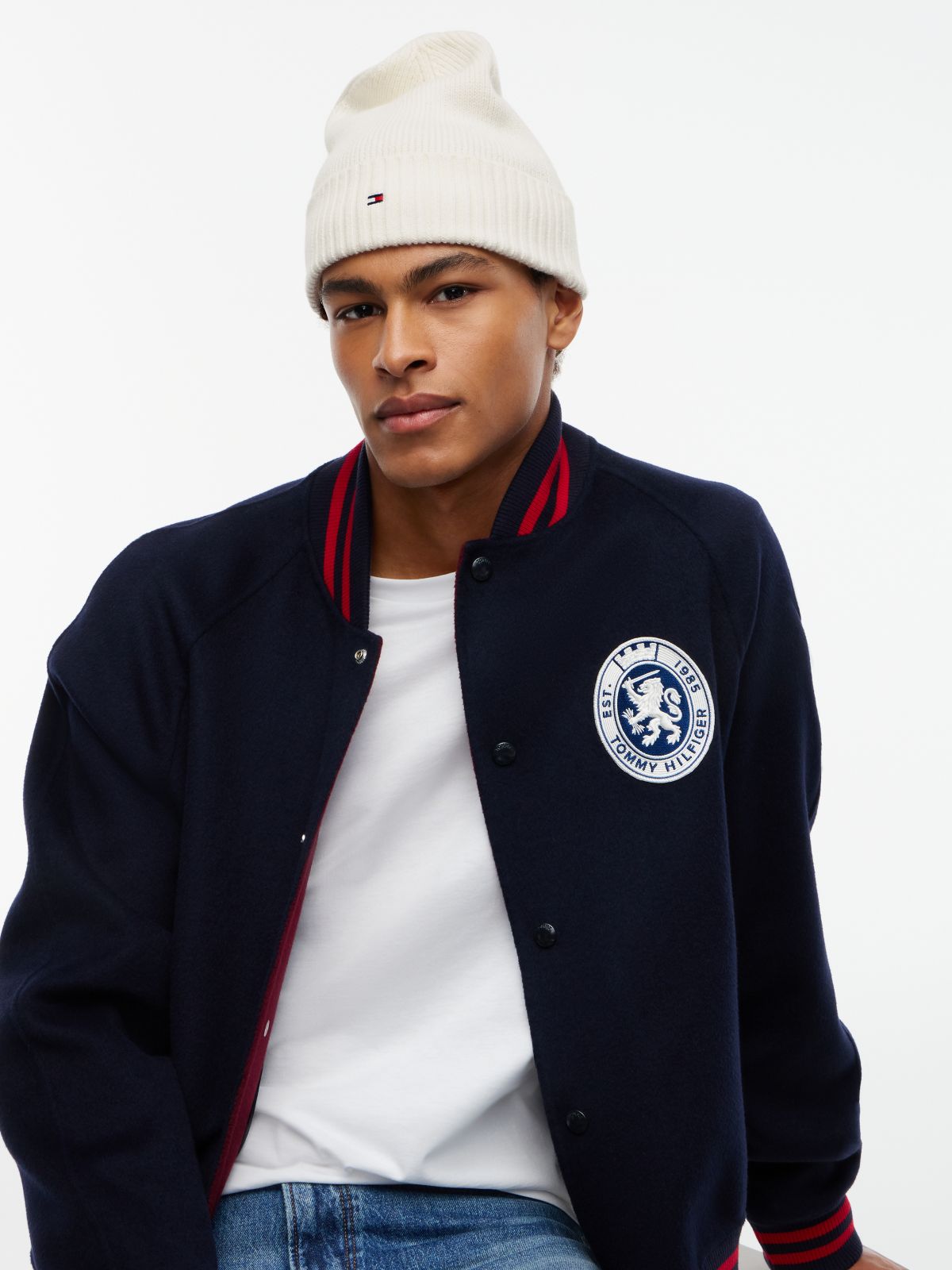 Hilfiger Flag Embroidery Beanie With Cashmere — Yellow