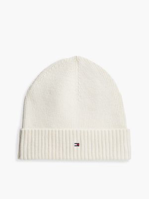 yellow hilfiger flag embroidery beanie with cashmere for men tommy hilfiger