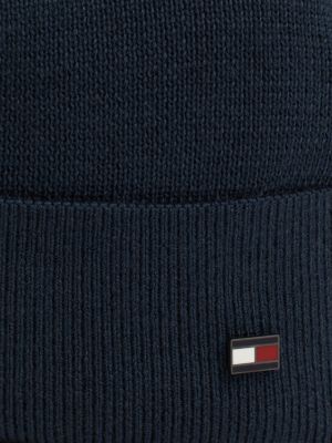 blue hilfiger flag wool beanie for men tommy hilfiger