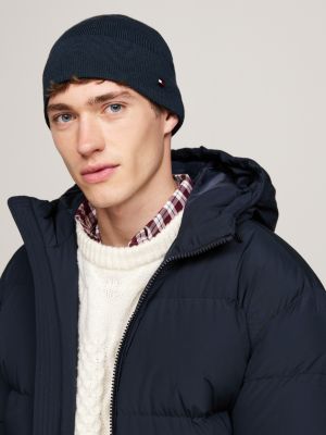 blue hilfiger flag wool beanie for men tommy hilfiger