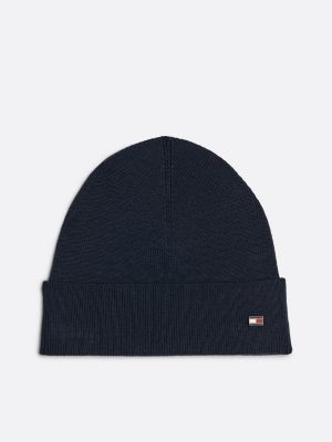 blue beanie aus wolle mit hilfiger flag für herren - tommy hilfiger