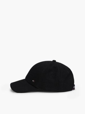 cappello da baseball corporate in misto lana nero da uomini tommy hilfiger